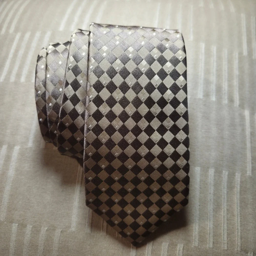 Michael‎ Kors Men's Tie 100% Silk Geometric Pattern Brown Gold Business Formal